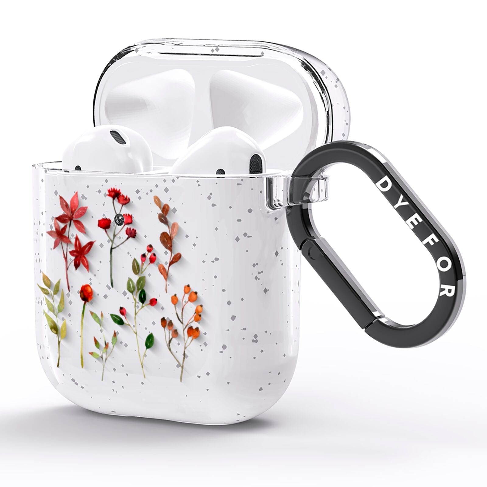 Watercolour Flowers and Foliage AirPods Glitter Case Side Image