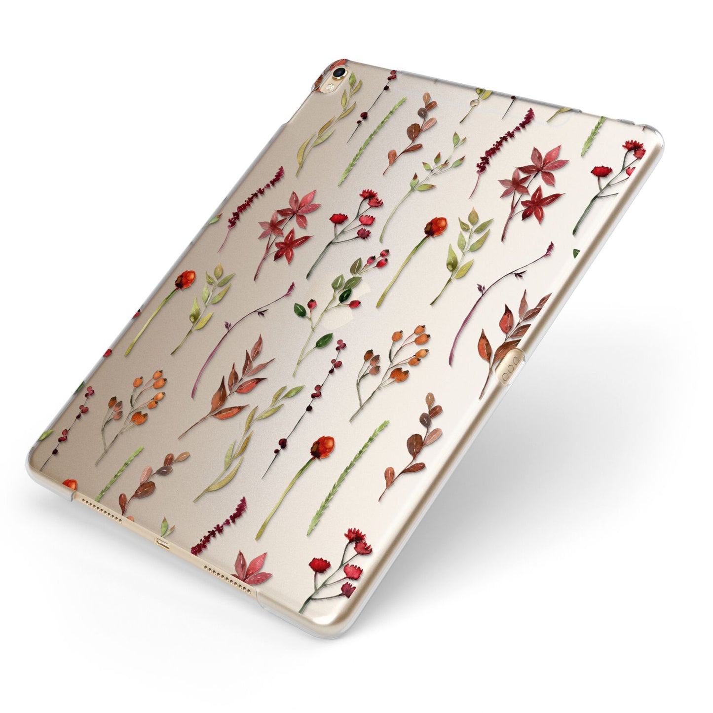 Watercolour Flowers and Foliage Apple iPad Case on Gold iPad Side View
