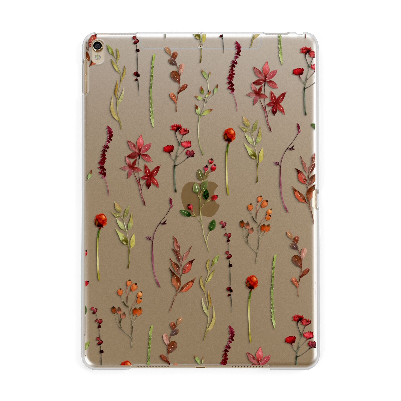 Clear Watercolour Flowers and Foliage Apple iPad Gold Case