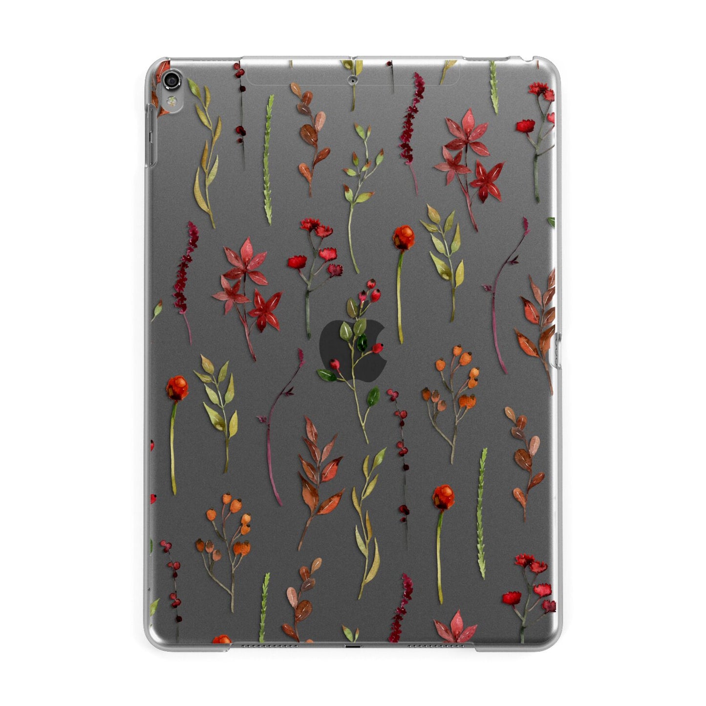 Clear Watercolour Flowers and Foliage Apple iPad Grey Case
