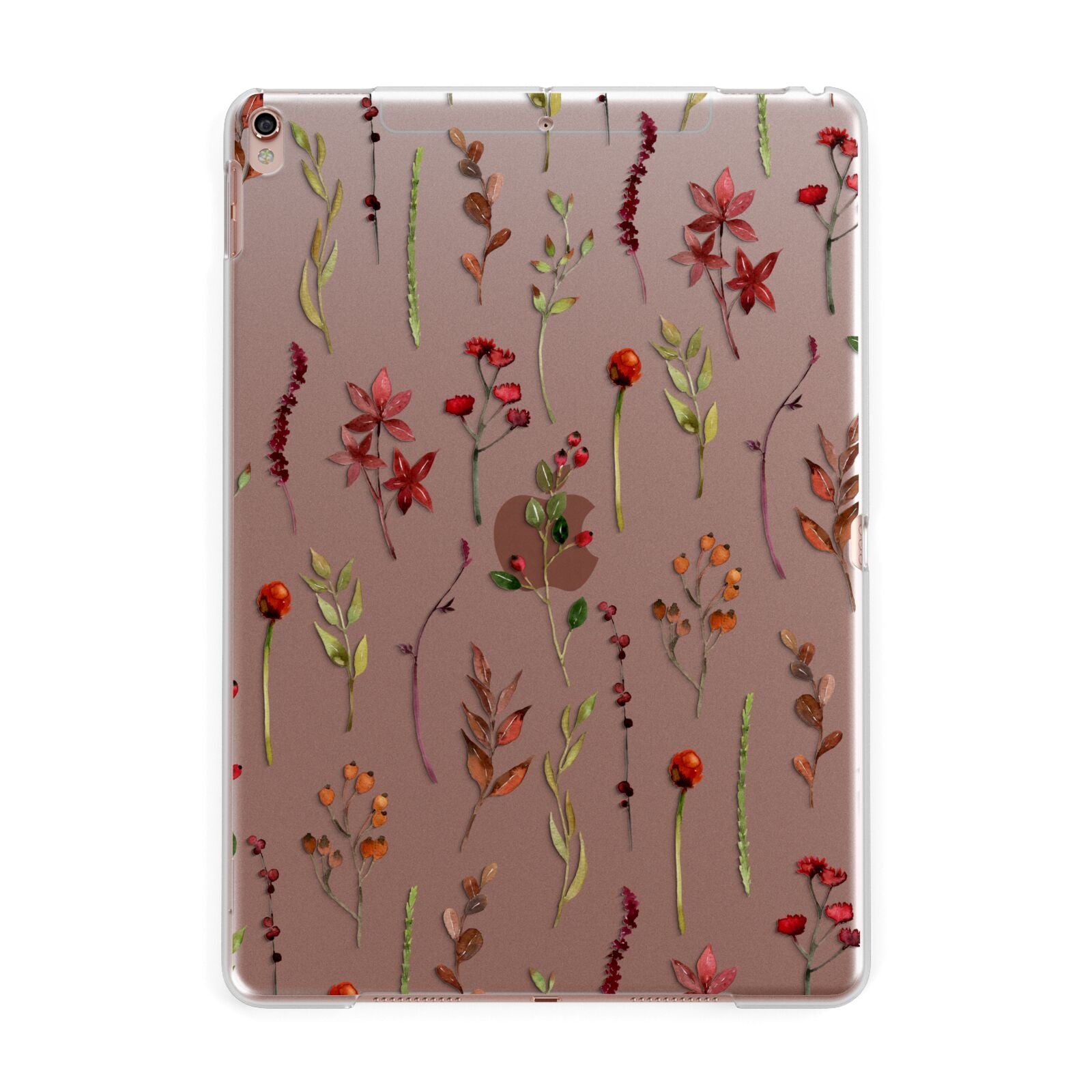 Clear Watercolour Flowers and Foliage Apple iPad Rose Gold Case