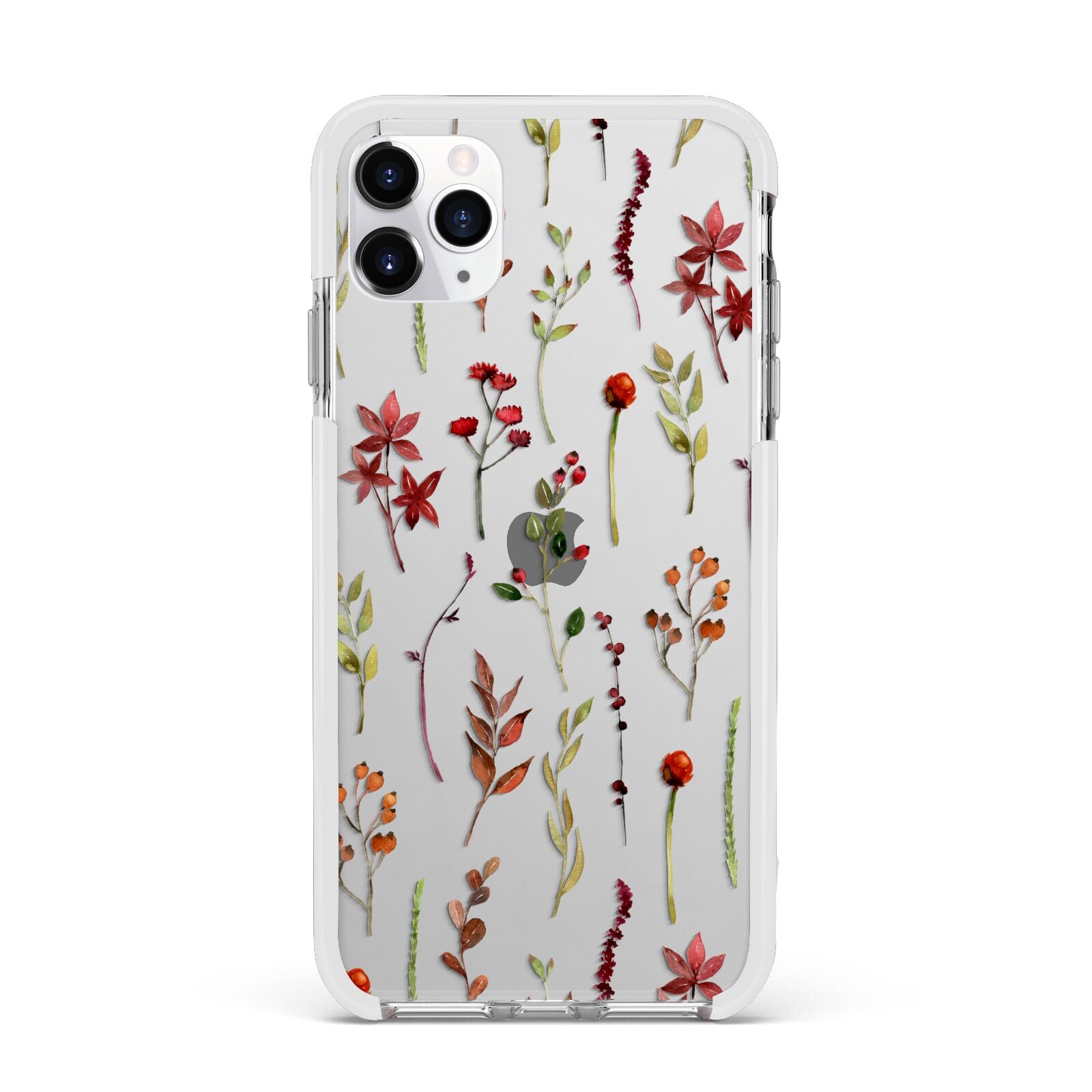 Watercolour Flowers and Foliage Apple iPhone 11 Pro Max in Silver with White Impact Case