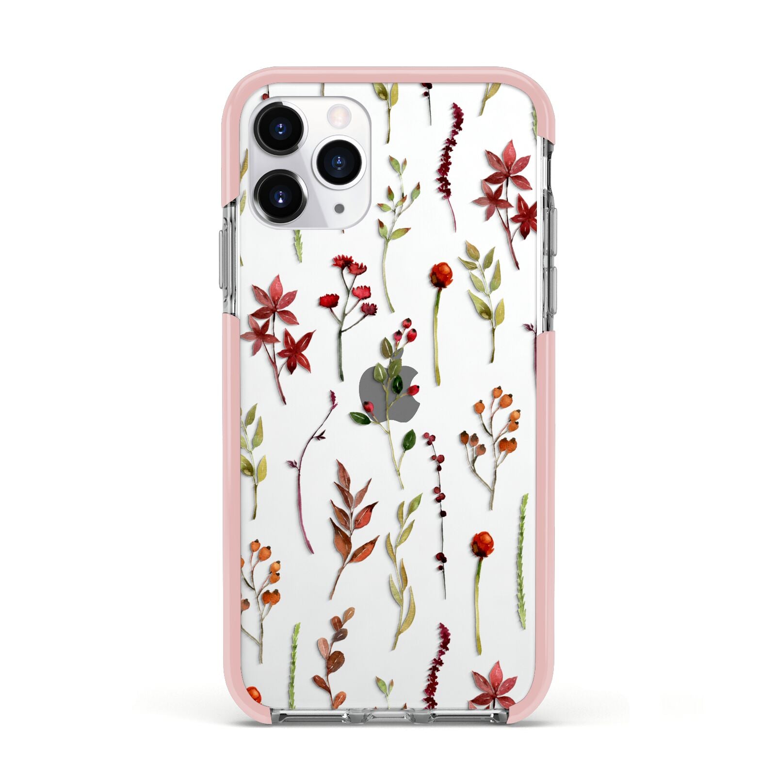 Watercolour Flowers and Foliage Apple iPhone 11 Pro in Silver with Pink Impact Case