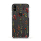 Watercolour Flowers and Foliage Apple iPhone Xs Impact Case Black Edge on Black Phone