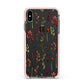 Watercolour Flowers and Foliage Apple iPhone Xs Max Impact Case Pink Edge on Black Phone