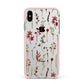 Watercolour Flowers and Foliage Apple iPhone Xs Max Impact Case Pink Edge on Silver Phone