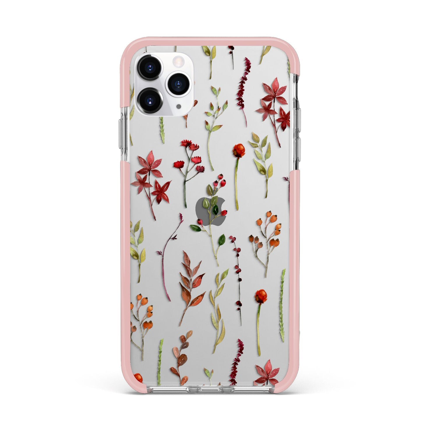 Watercolour Flowers and Foliage iPhone 11 Pro Max Impact Pink Edge Case