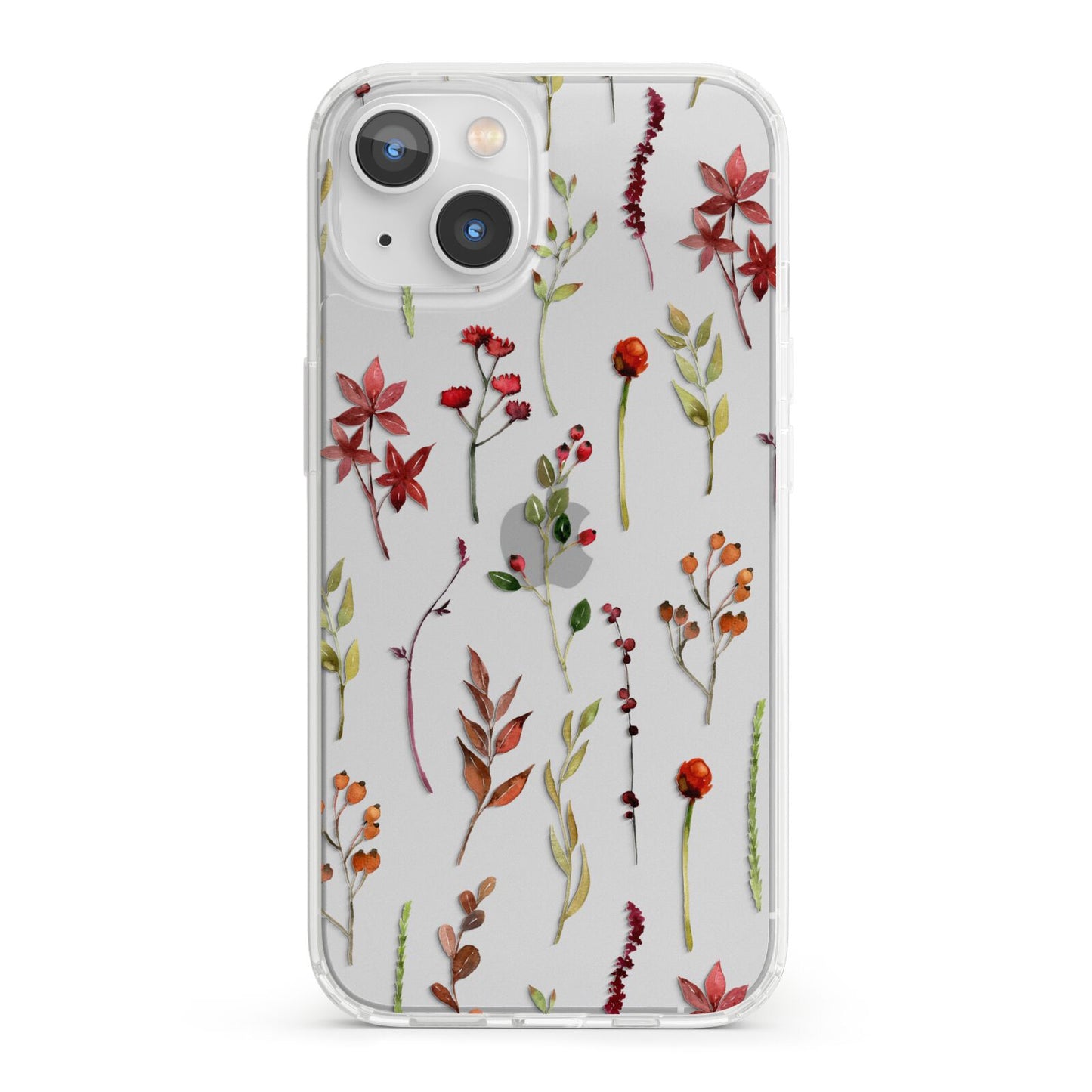 Watercolour Flowers and Foliage iPhone 13 Clear Bumper Case