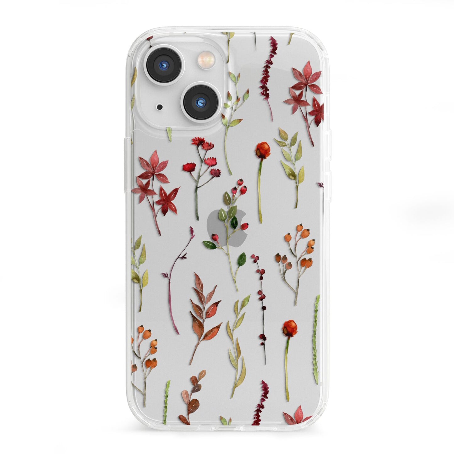 Watercolour Flowers and Foliage iPhone 13 Mini Clear Bumper Case