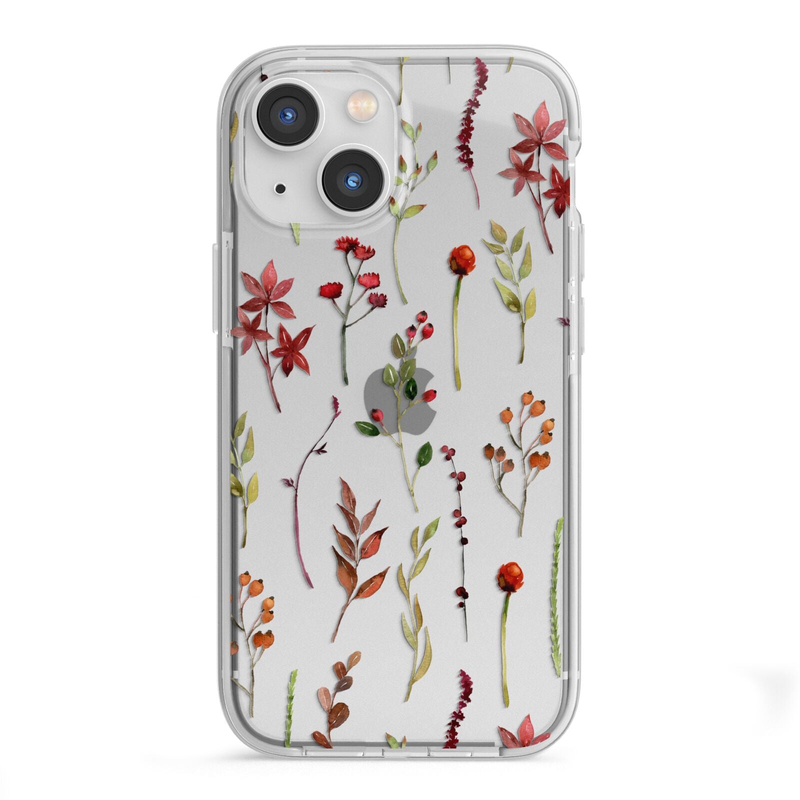 Watercolour Flowers and Foliage iPhone 13 Mini TPU Impact Case with White Edges