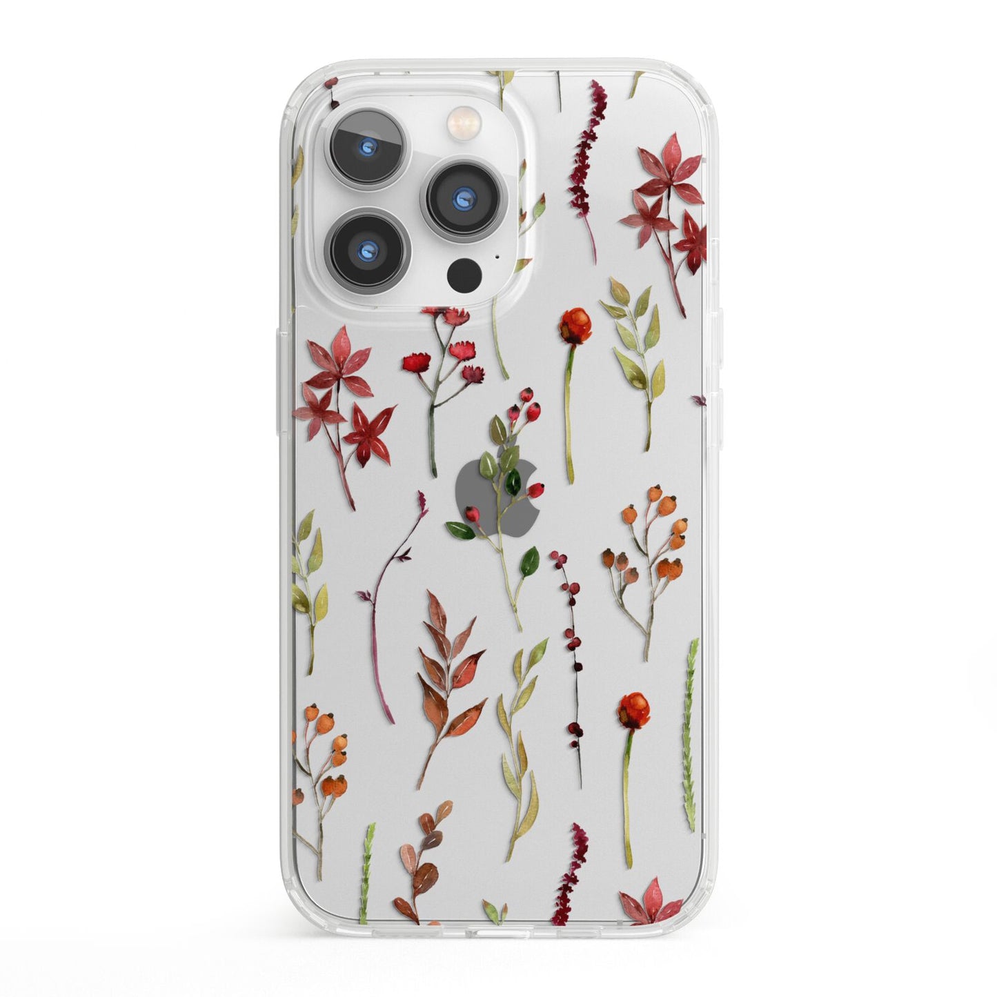 Watercolour Flowers and Foliage iPhone 13 Pro Clear Bumper Case