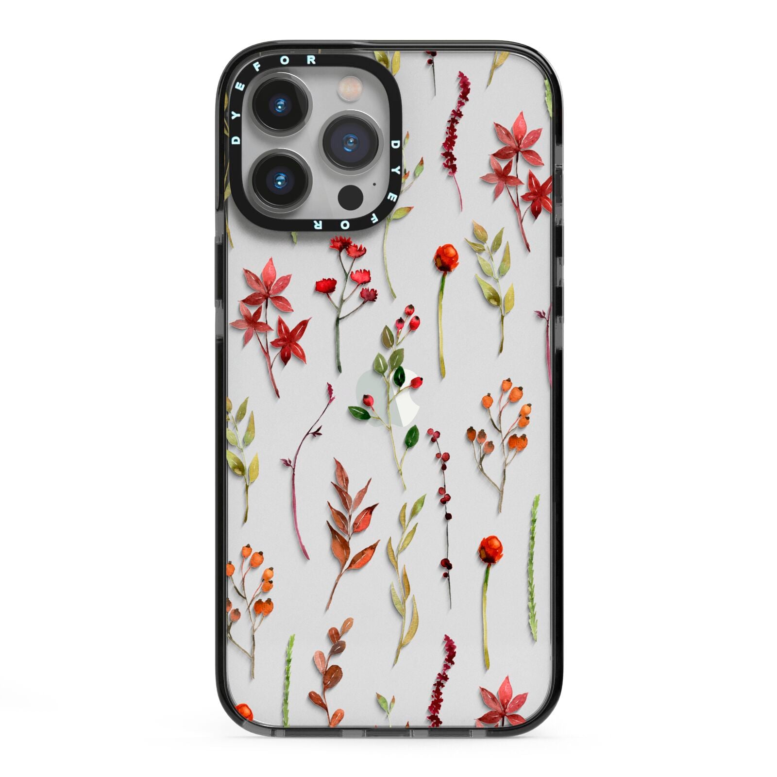 Watercolour Flowers and Foliage iPhone 13 Pro Max Black Impact Case on Silver phone