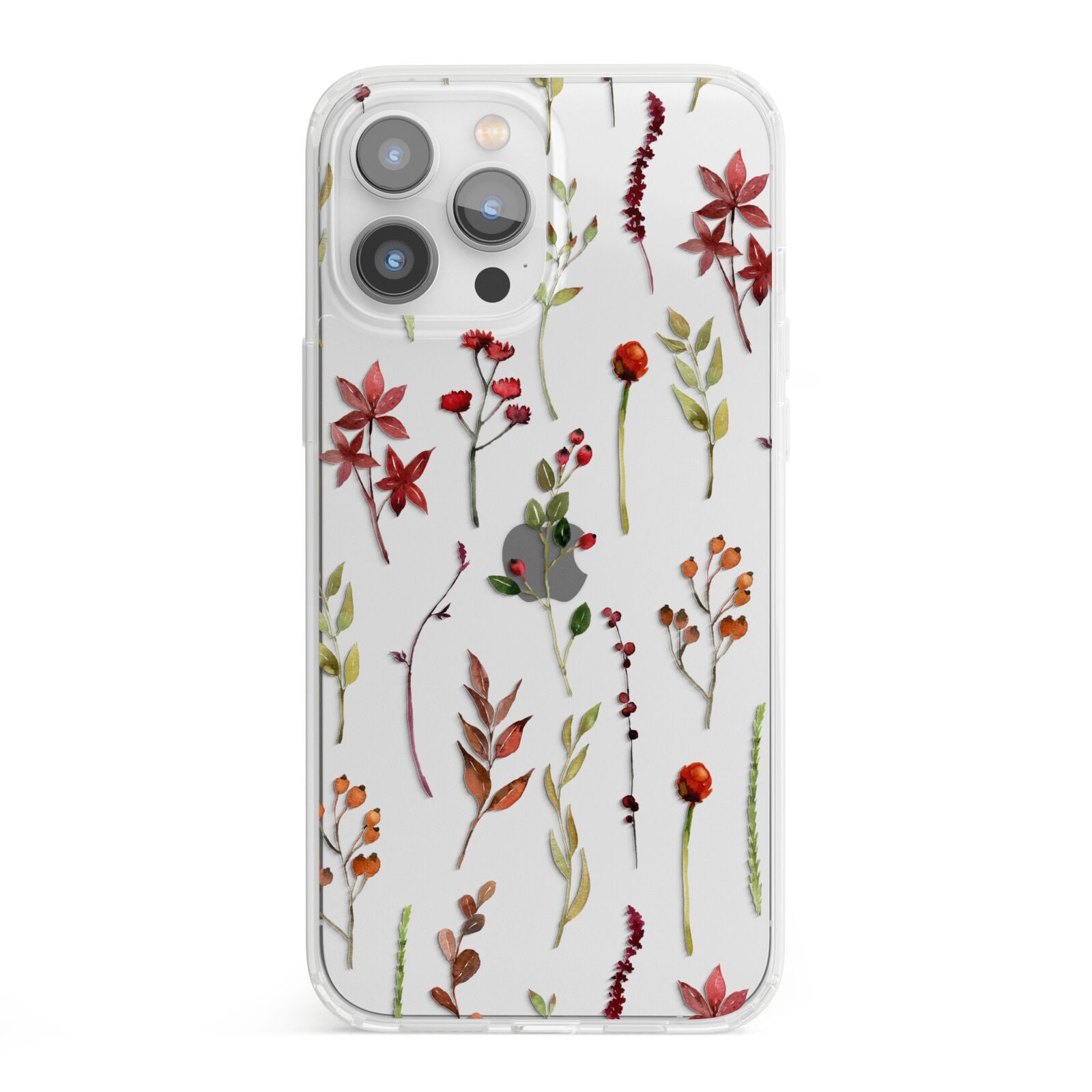 Watercolour Flowers and Foliage iPhone 13 Pro Max Clear Bumper Case