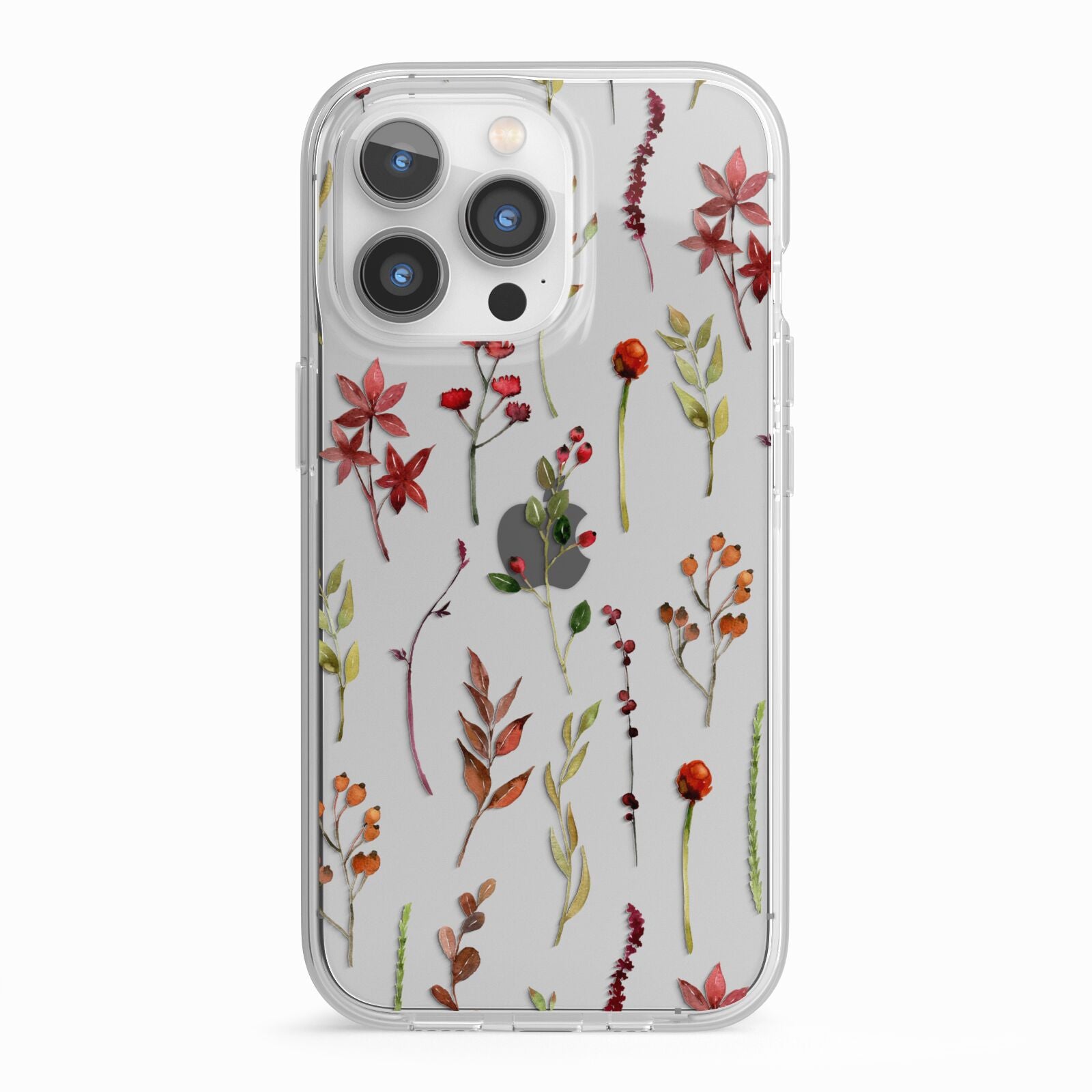 Watercolour Flowers and Foliage iPhone 13 Pro TPU Impact Case with White Edges
