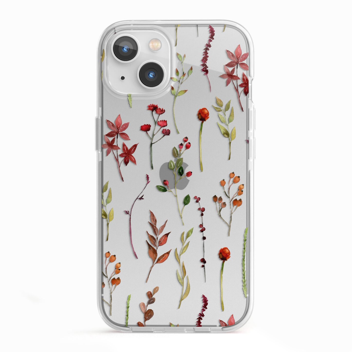Watercolour Flowers and Foliage iPhone 13 TPU Impact Case with White Edges