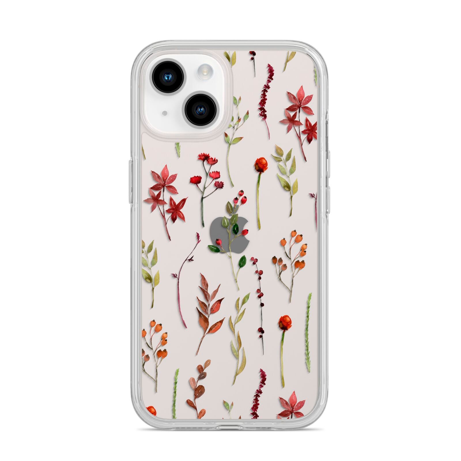Watercolour Flowers and Foliage iPhone 14 Clear Tough Case Starlight