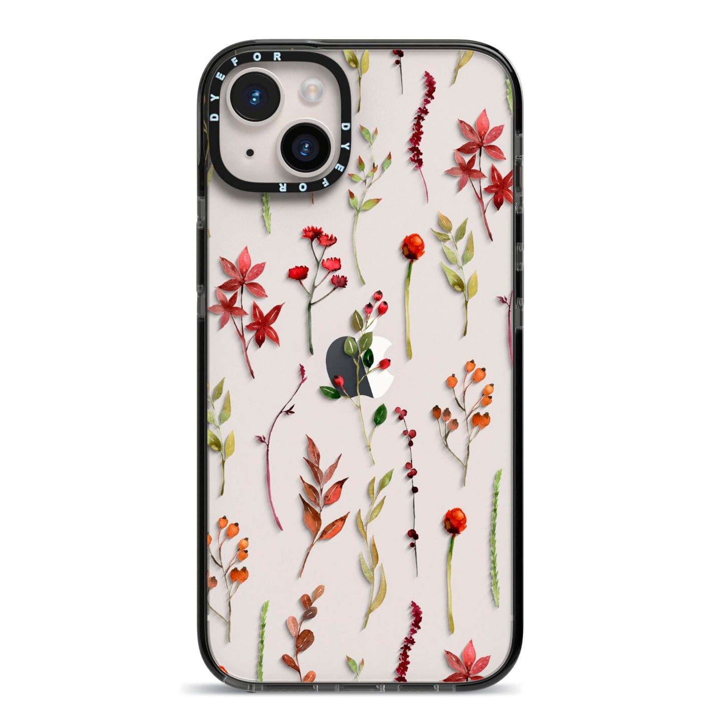 Watercolour Flowers and Foliage iPhone 14 Plus Black Impact Case on Silver phone