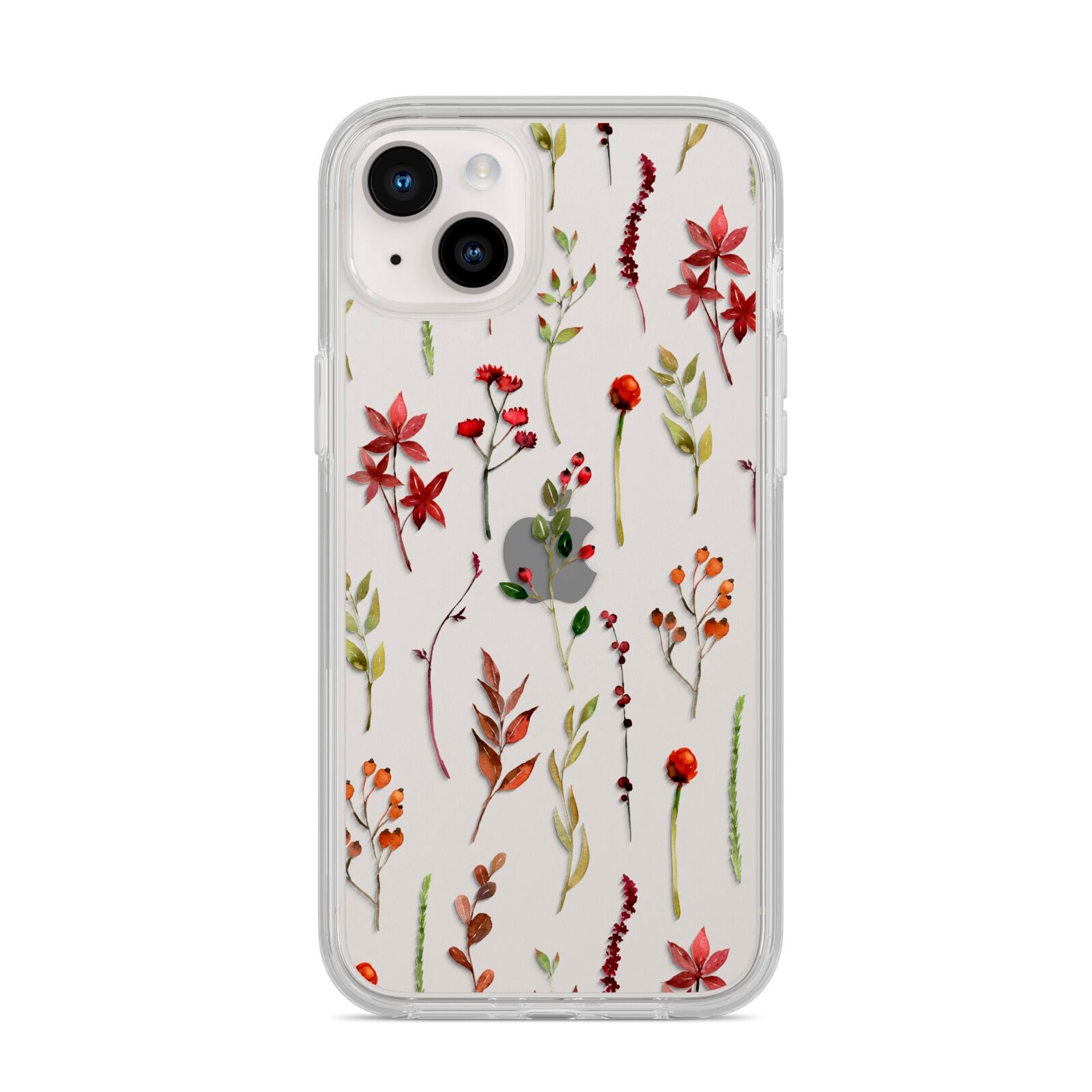 Watercolour Flowers and Foliage iPhone 14 Plus Clear Tough Case Starlight