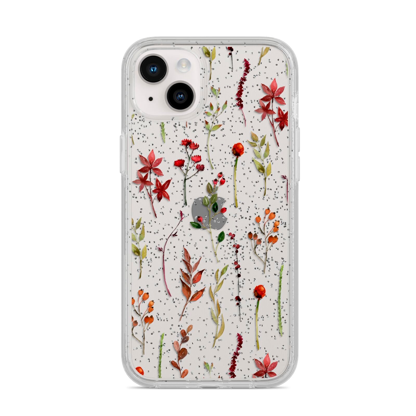 Watercolour Flowers and Foliage iPhone 14 Plus Glitter Tough Case Starlight