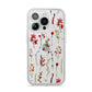 Watercolour Flowers and Foliage iPhone 14 Pro Clear Tough Case Silver