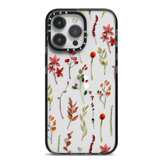 Watercolour Flowers and Foliage iPhone 14 Pro Max Black Impact Case on Silver phone