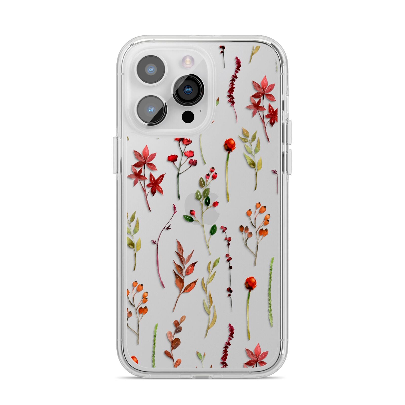 Watercolour Flowers and Foliage iPhone 14 Pro Max Clear Tough Case Silver