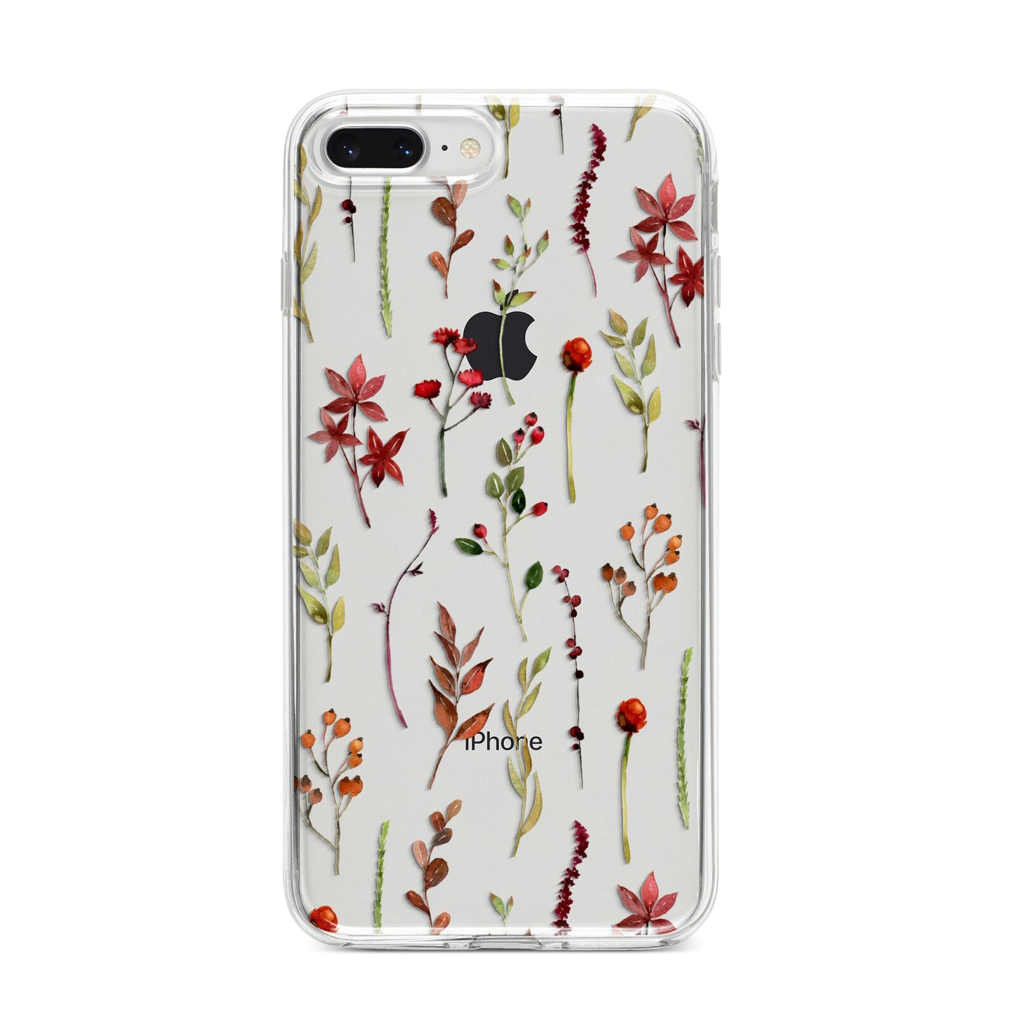 Watercolour Flowers and Foliage iPhone 8 Plus Bumper Case on Silver iPhone