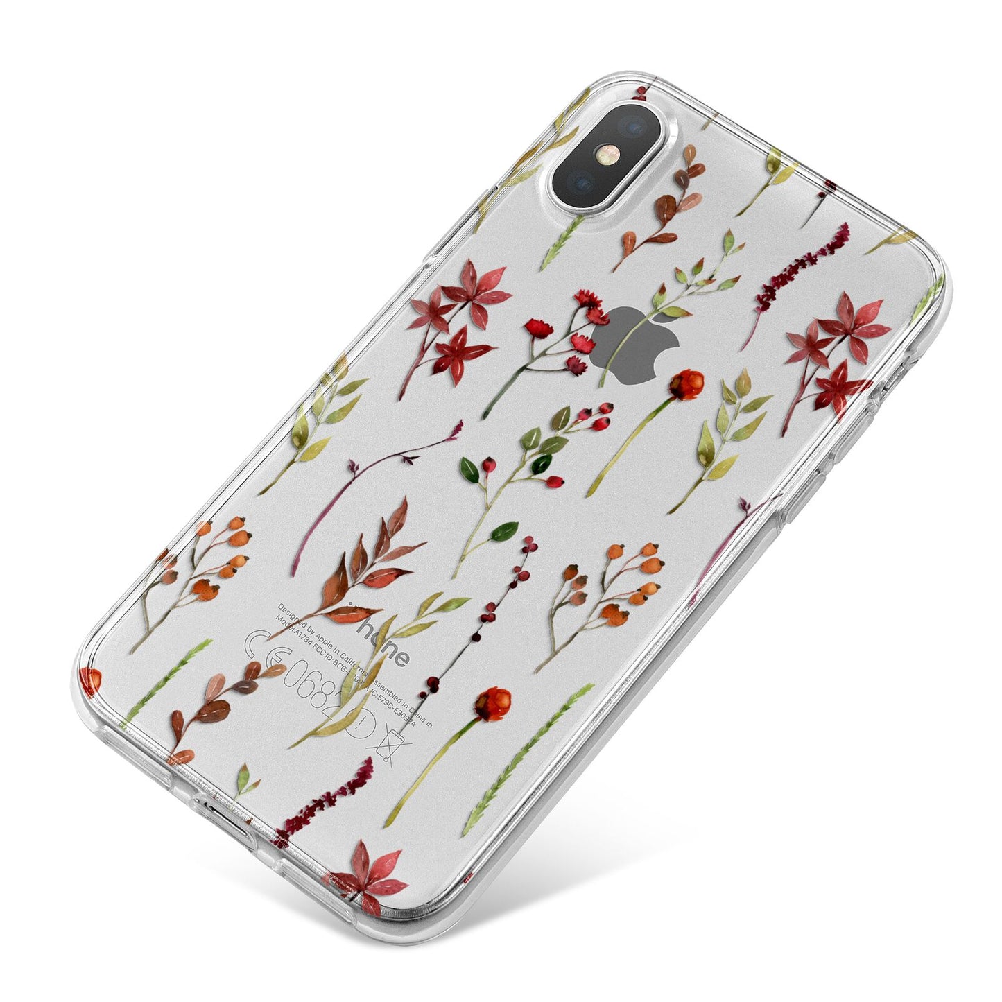 Watercolour Flowers and Foliage iPhone X Bumper Case on Silver iPhone