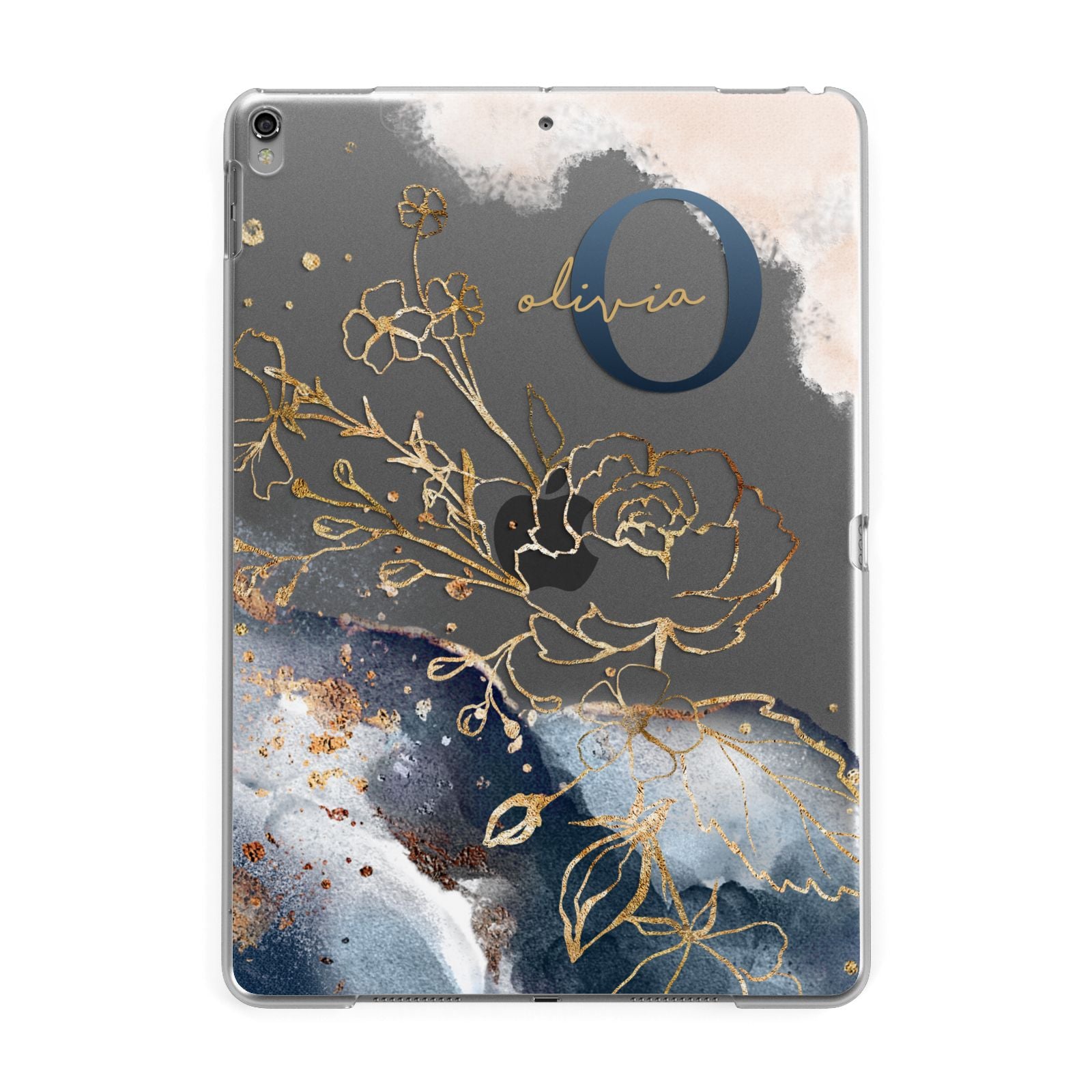 Watercolour Monogram Apple iPad Grey Case