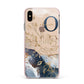 Watercolour Monogram Apple iPhone Xs Max Impact Case Pink Edge on Gold Phone