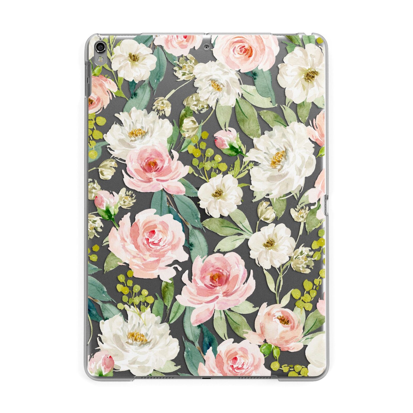 Watercolour Peonies Roses and Foliage Apple iPad Grey Case