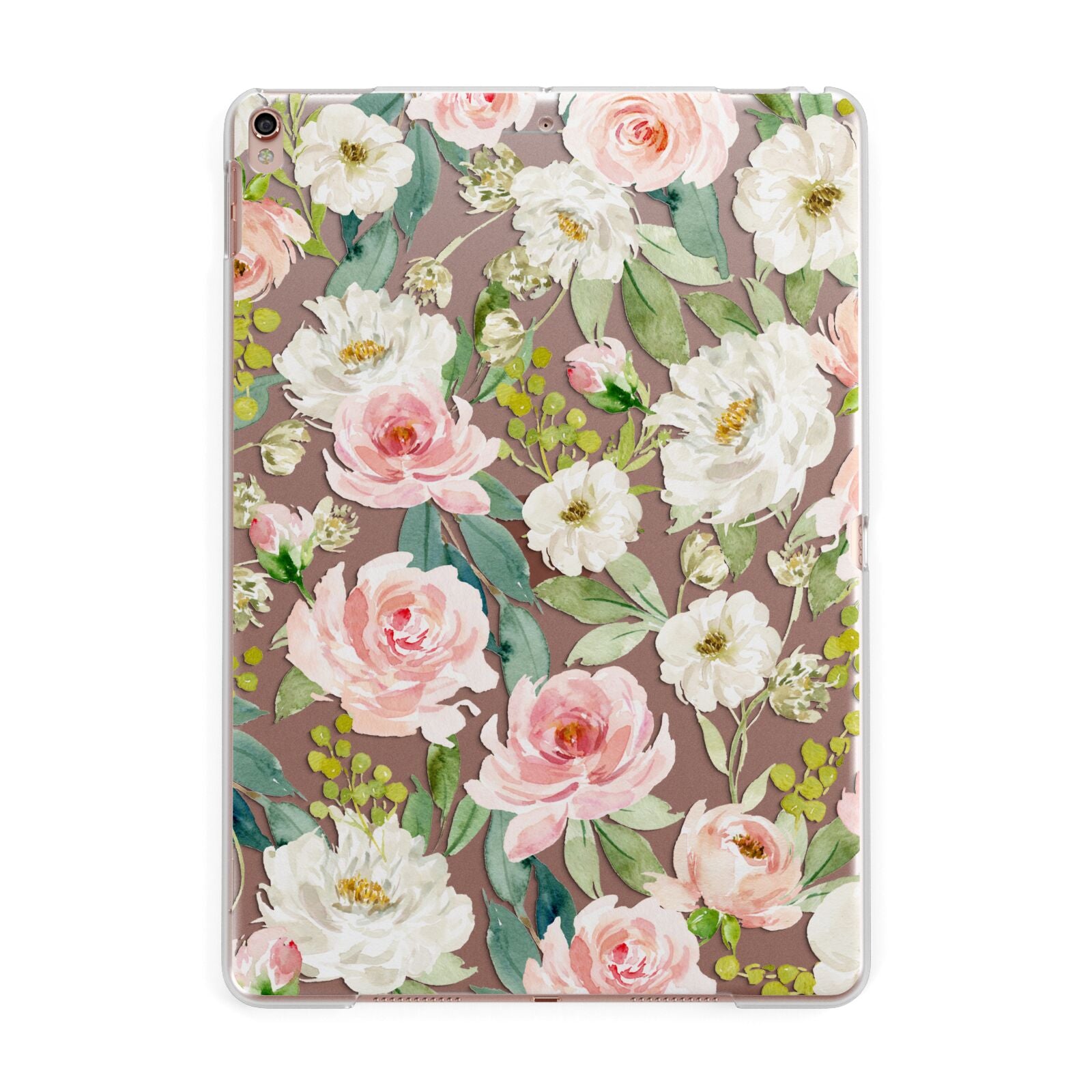 Watercolour Peonies Roses and Foliage Apple iPad Rose Gold Case