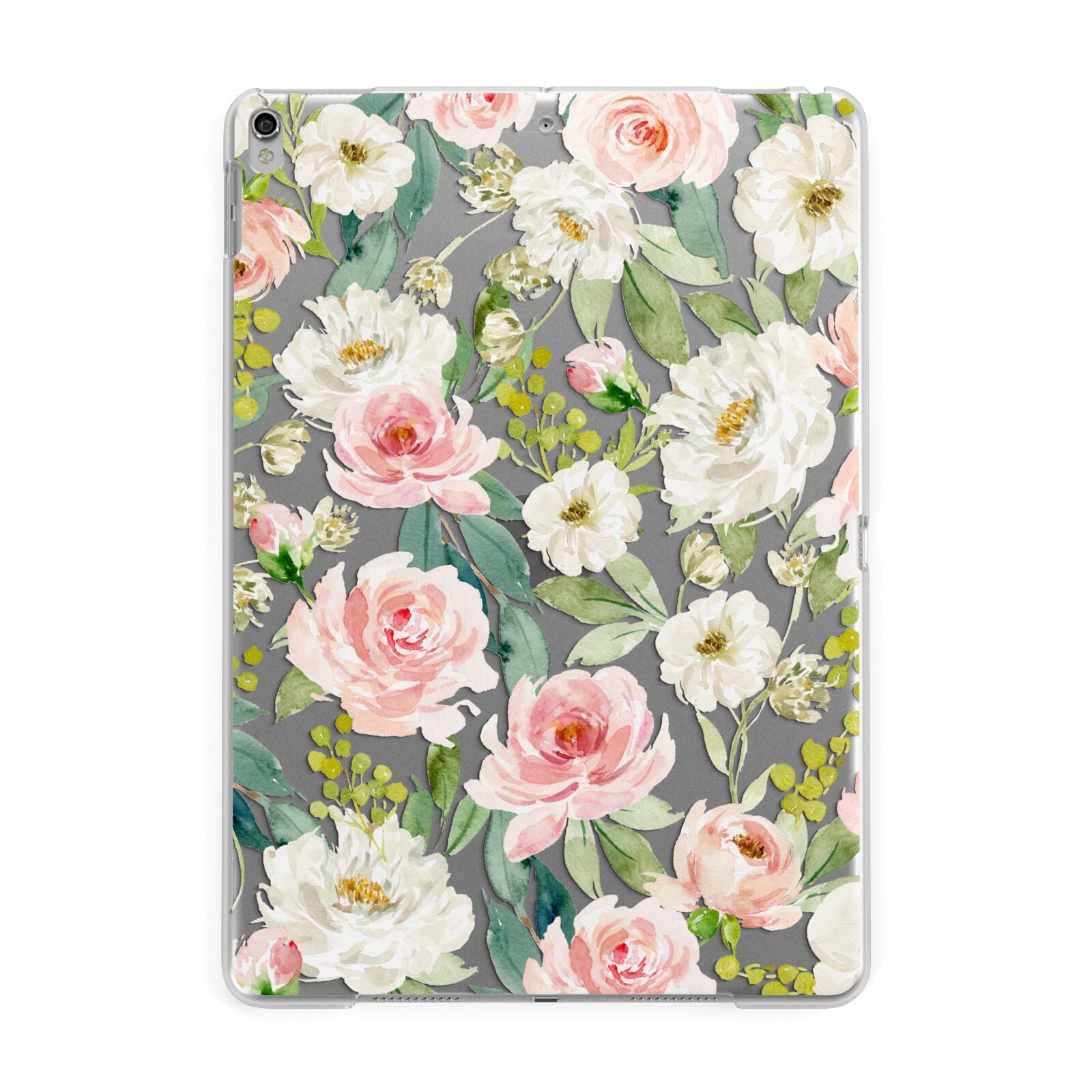 Watercolour Peonies Roses and Foliage Apple iPad Silver Case