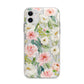 Watercolour Peonies Roses and Foliage Apple iPhone 11 in White with Bumper Case