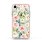 Watercolour Peonies Roses and Foliage Apple iPhone XR Impact Case Pink Edge on Silver Phone