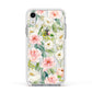 Watercolour Peonies Roses and Foliage Apple iPhone XR Impact Case White Edge on Silver Phone