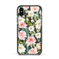 Watercolour Peonies Roses and Foliage Apple iPhone Xs Impact Case Black Edge on Black Phone