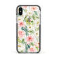 Watercolour Peonies Roses and Foliage Apple iPhone Xs Impact Case Black Edge on Silver Phone