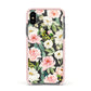 Watercolour Peonies Roses and Foliage Apple iPhone Xs Impact Case Pink Edge on Black Phone
