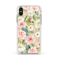 Watercolour Peonies Roses and Foliage Apple iPhone Xs Impact Case White Edge on Gold Phone