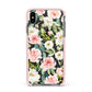 Watercolour Peonies Roses and Foliage Apple iPhone Xs Max Impact Case Pink Edge on Black Phone
