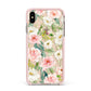 Watercolour Peonies Roses and Foliage Apple iPhone Xs Max Impact Case Pink Edge on Gold Phone
