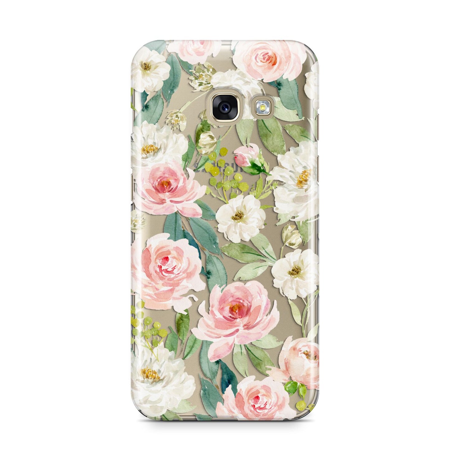 Watercolour Peonies Roses and Foliage Samsung Galaxy A3 2017 Case on gold phone