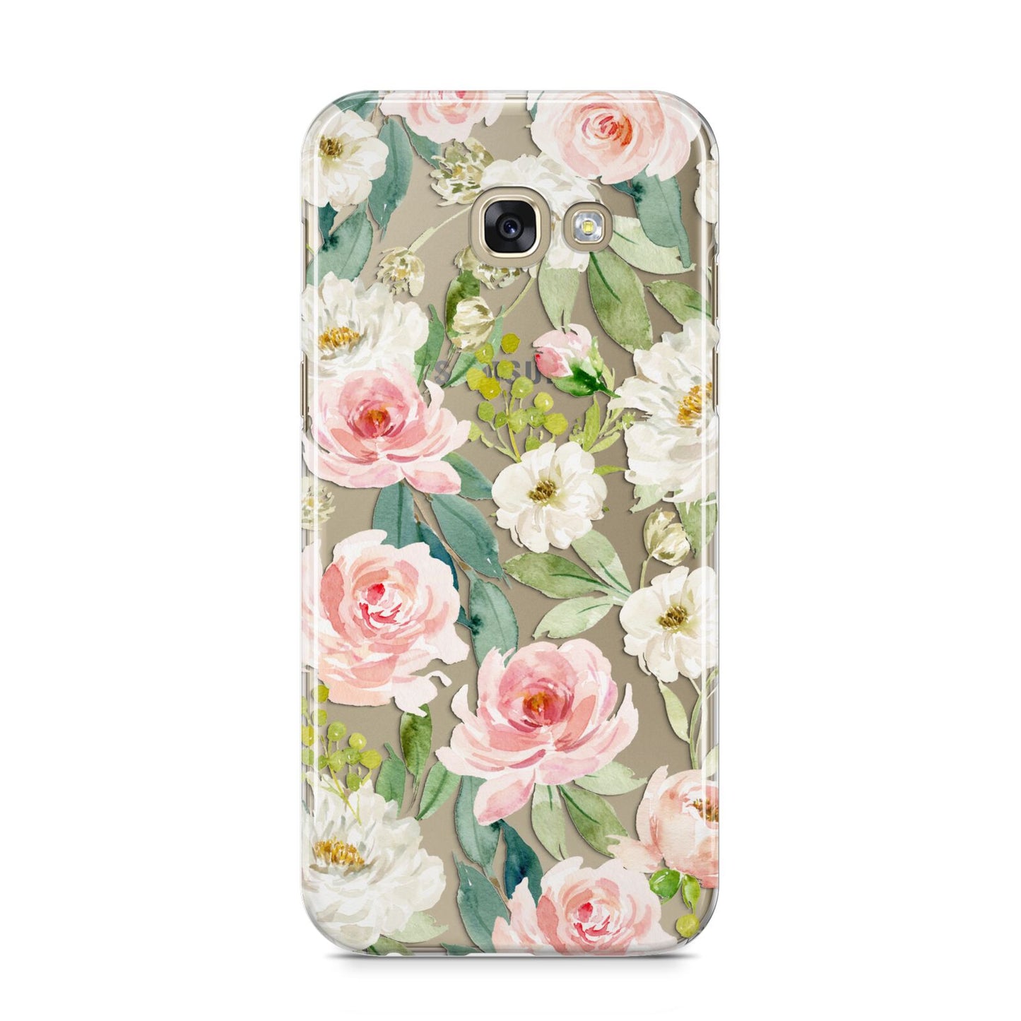 Watercolour Peonies Roses and Foliage Samsung Galaxy A5 2017 Case on gold phone