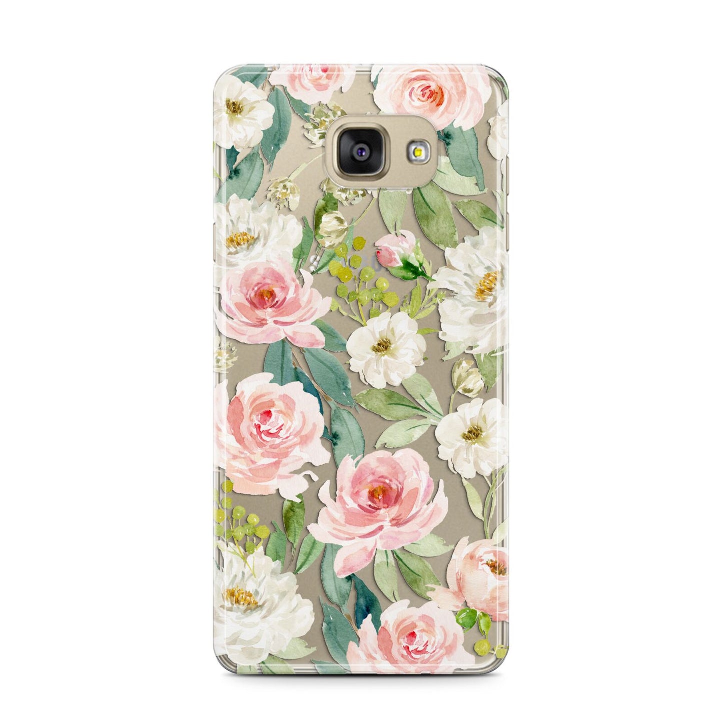 Watercolour Peonies Roses and Foliage Samsung Galaxy A7 2016 Case on gold phone