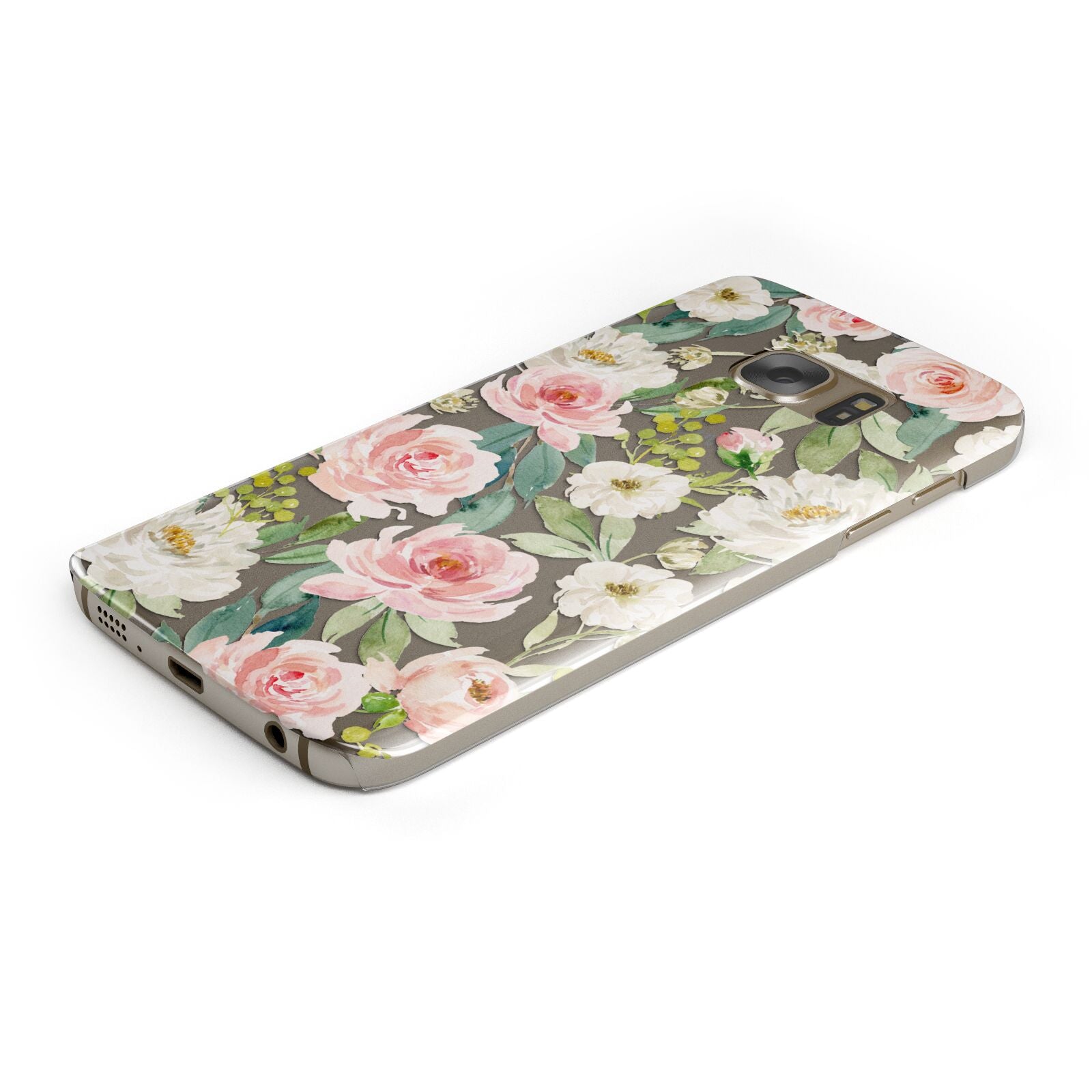 Watercolour Peonies Roses and Foliage Samsung Galaxy Case Bottom Cutout