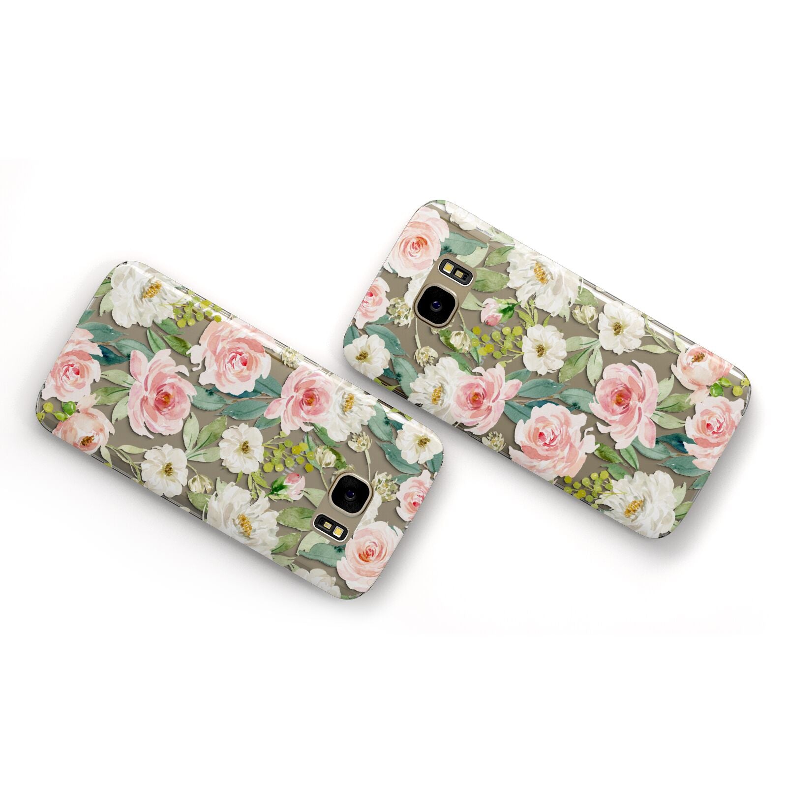 Watercolour Peonies Roses and Foliage Samsung Galaxy Case Flat Overview