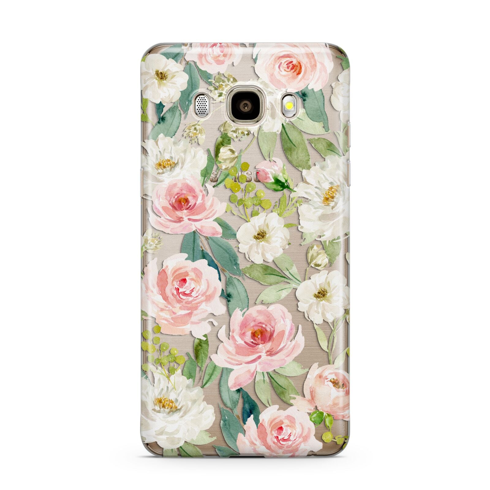 Watercolour Peonies Roses and Foliage Samsung Galaxy J7 2016 Case on gold phone
