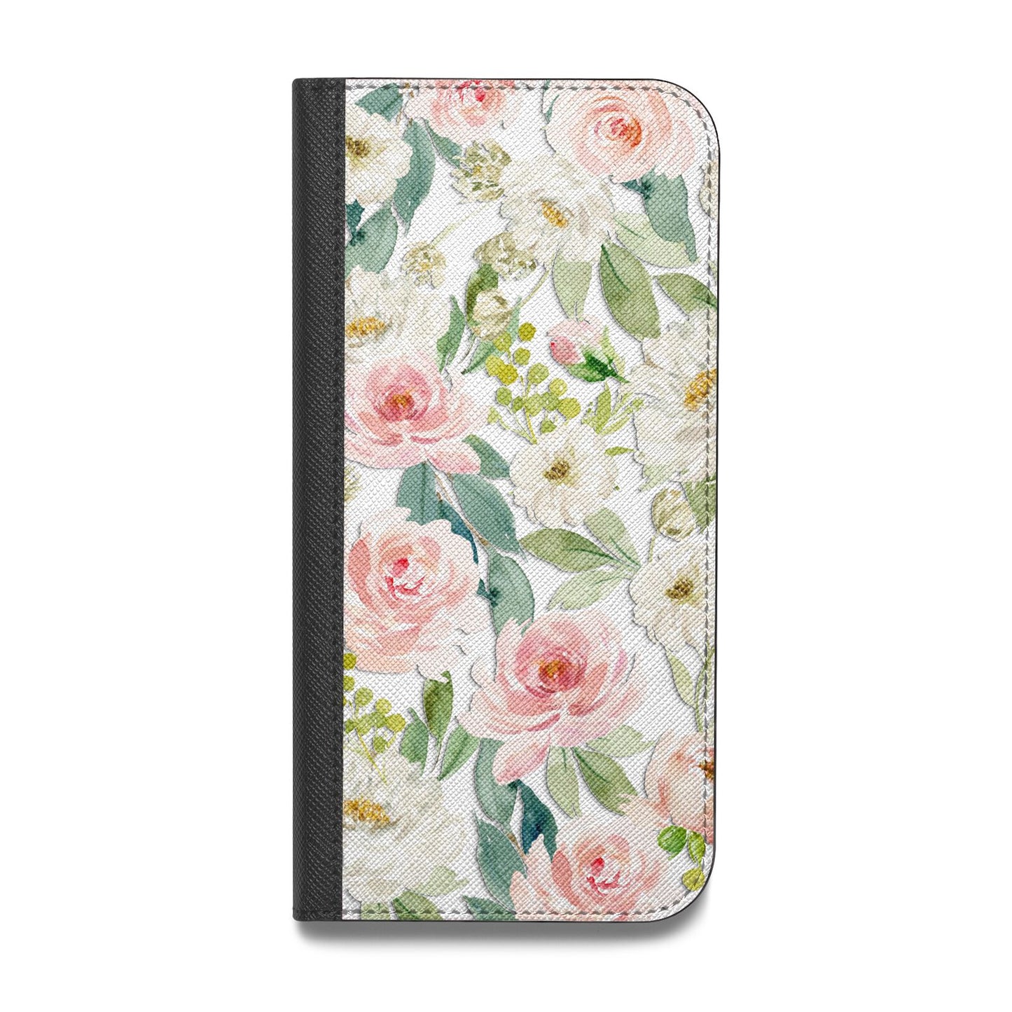 Watercolour Peonies Roses and Foliage Vegan Leather Flip Samsung Case