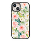 Watercolour Peonies Roses and Foliage iPhone 13 Black Impact Case on Silver phone